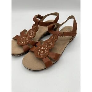 Soul Naturalizer Belle Sandals Women Size 8 Brown Leather Ankle Strap Stud SB17